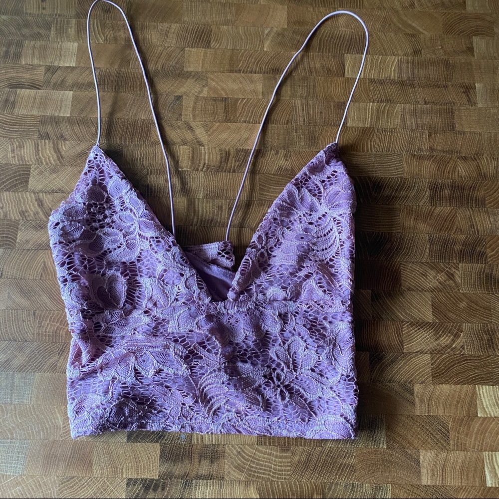 dusty pink, lace top - urban outfitters